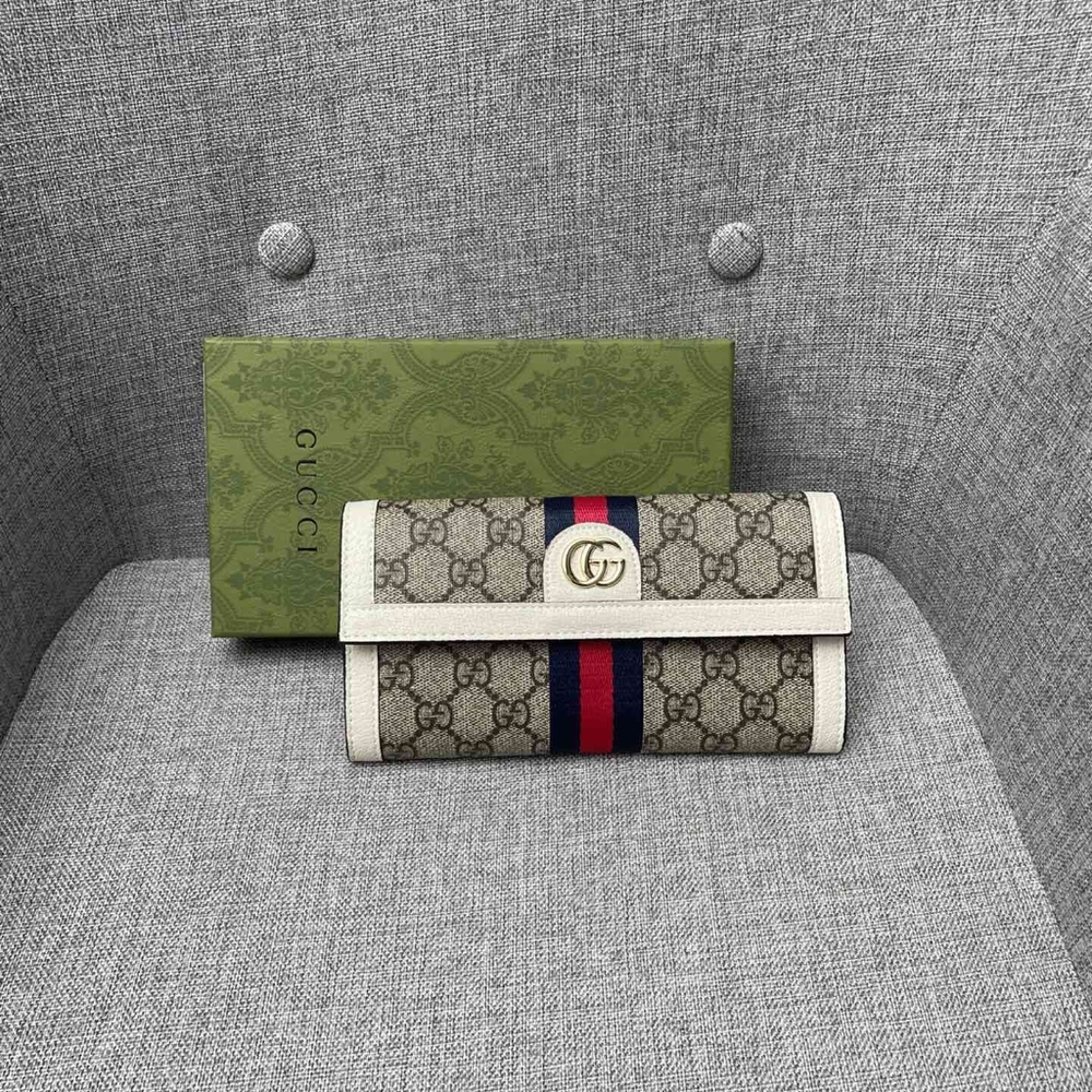 Gucci Ophidia GG Supreme Long Flap Wallet